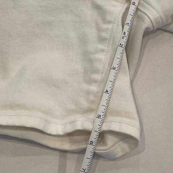 LOFT Cotton White Relaxed Skinny Fit Mid Rise Denim Stretch Shorts, Size 12 - Picture 8 of 13